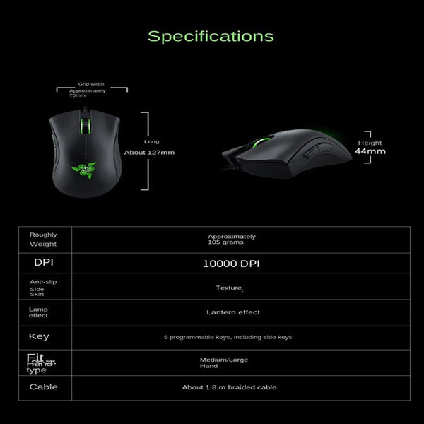 Razer Deathadder Viper Standard Edition 6400 Mouse para jogos com fio Novo espor